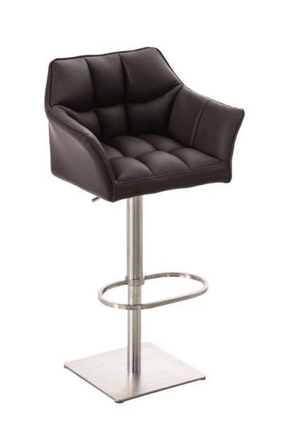 Tabouret de bar damaso en similicuir , marron/acier inoxydable