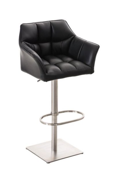 Tabouret de bar damaso en similicuir , noir /acier inoxydable