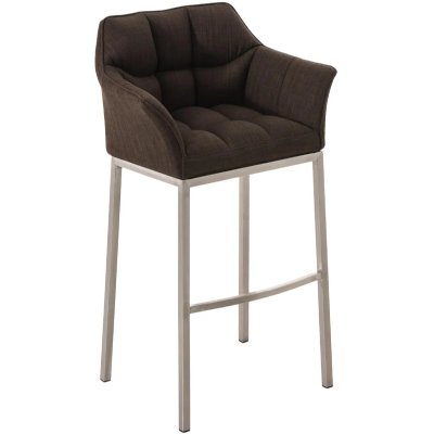 Tabouret de bar damaso en tissu avec 4 pieds , marron/acier inoxydable