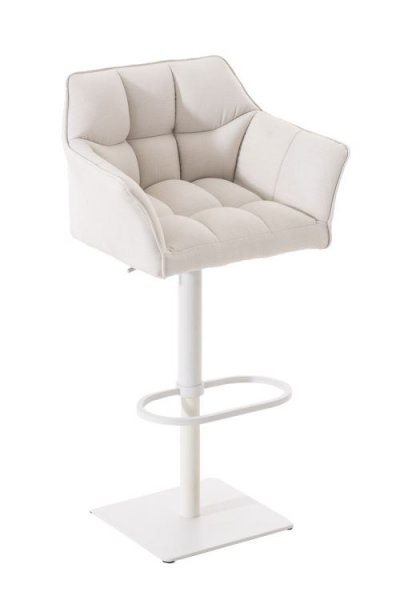 Tabouret de bar Damaso en Tissu blanc M&eacute;tal blanc mat
