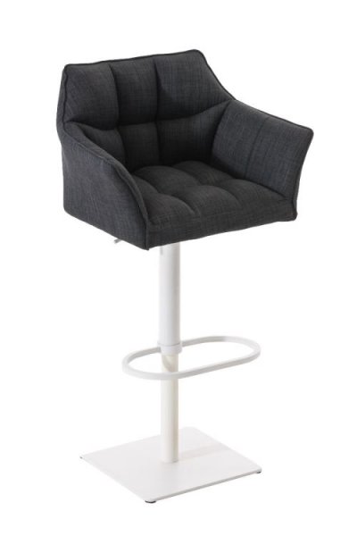 Tabouret de bar Damaso en Tissu gris fonc&eacute; M&eacute;tal blanc mat
