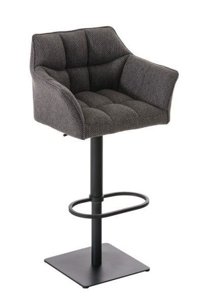 Tabouret de bar Damaso en Tissu gris titane M&eacute;tal noir mat