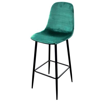 Tabouret de bar en velours vintage Inoui - H. 108 cm - Vert &eacute;meraude