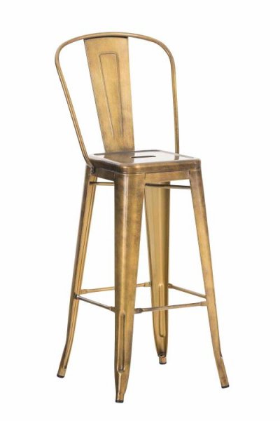 Tabouret de bar fabriqu&eacute; en m&eacute;tal pulv&eacute;ris&eacute; avec finition couleur dor&eacute;e Aiden CLP