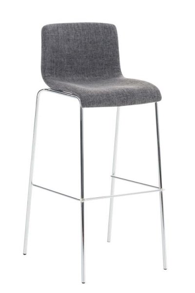 Tabouret de bar Hoover Assise en Tissu 4 Pieds en m&eacute;tal gris clair Chrome