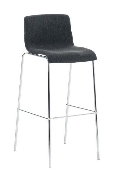 Tabouret de bar Hoover Assise en Tissu 4 Pieds en m&eacute;tal gris fonc&eacute; Chrome
