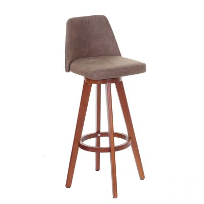 Tabouret de bar MENDLER HWC-C43 tissu rotatif vintage marron pieds fonc&eacute;s
