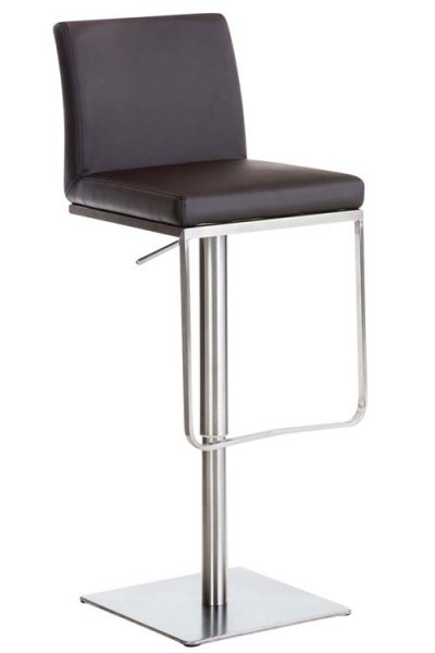 Tabouret de bar panama similicuir , marron/acier inoxydable