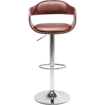 Tabouret de bar r&eacute;glable nougat et acier chrom&eacute;