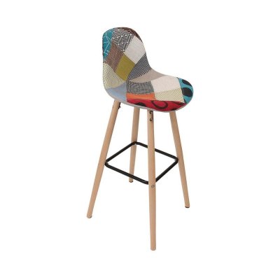 Tabouret de bar scandinave patchwork Riga - H. 92 cm - Beige