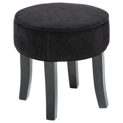 ATMOSPHERA Tabouret effet velours noir  cr&eacute;ateur d'int&eacute;rieur - Noir