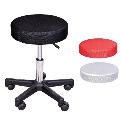 Tabouret massage &agrave; roulettes r&eacute;glable en hauteur pivotant - HOMCOM - Noir - Tissu - Confortable