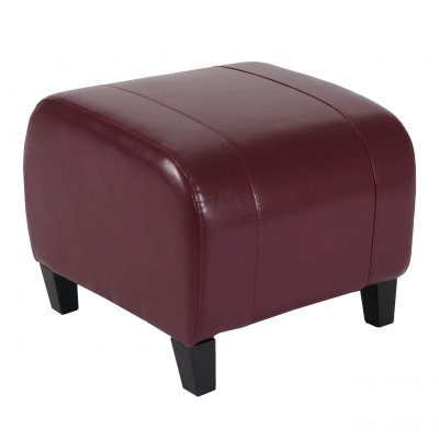 MENDLER Tabouret pouf cuir EMMEN, 39x45x47cm, rouge