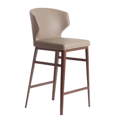 Tabouret rembourr&eacute; en simili cuir avec structure en acier bronze