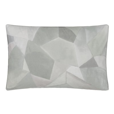 DESIGNERS GUILD Taie d'oreiller imprim&eacute;e en percale de coton GEO MODERNE PEWTER Beige