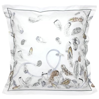 LINNEA Taie d'oreiller percale pur coton plumes 65x65 cm - Blanc