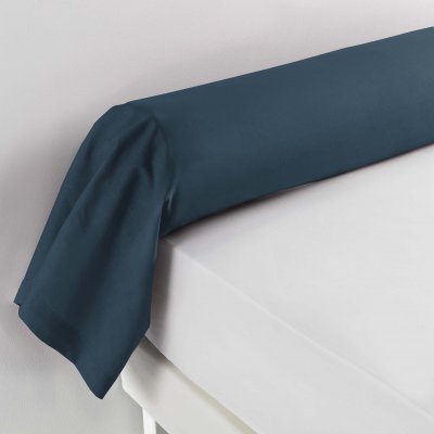 DOUCEUR D INTERIEUR Taie de traversin 85 x 185 cm uni 57 fils lina  +point bourdon Bleu nuit