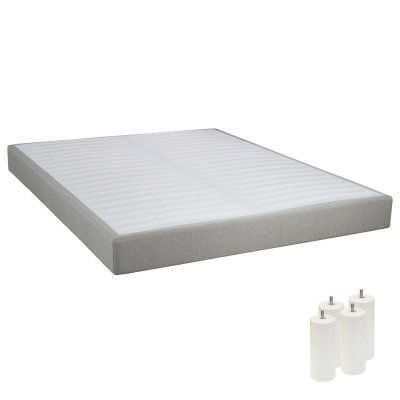 ALTOBUY Tapikit - sommier tapissier d&eacute;montable 2x20 lattes 160x200cm lin + pieds blancs 15cm