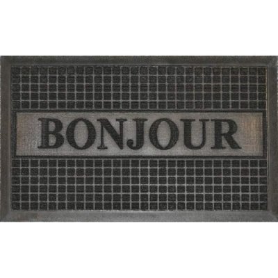 PARIS PRIX Tapis d'entr&eacute;e 45x75cm bonjour noir