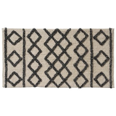 GUY LEVASSEUR Tapis de bain en coton fantaisie noir et blanc 60x120cm - noir