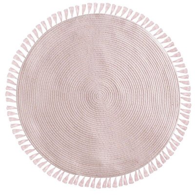 ATMOSPHERA Tapis de chambre Rose et Lurex dor&eacute; &agrave; franges D 90 cm