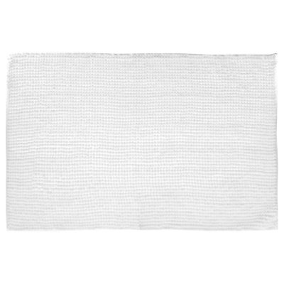 PARIS PRIX Tapis de salle de bain Mini Chenille - Blanc - En coton - 50 x 80 cm