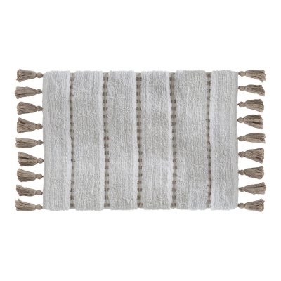 FIVE SIMPLY SMART Tapis de Salle de bain Taupe en Coton avec pompons 50 x 75 cm