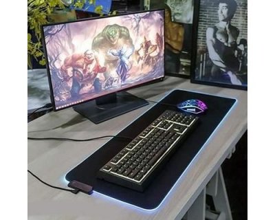  Tapis de Souris LED pour PC RAZER Clavier Bureau 7 couleurs Deperlant 30x78cm (NOIR)