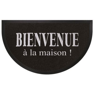 PARIS PRIX Tapis Deco 1740421 Tapis d'Entr&eacute;e Demi-Lune PVC Noir/Gris 45 x 75 cm