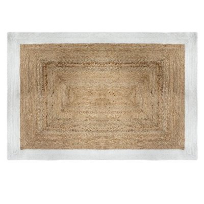 ATMOSPHERA Tapis en jute - Bord blanc - 120 x 170 cm - Livraison gratuite - Blanc