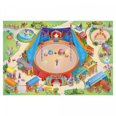 Tapis enfant 100x150 rectangle tiss&eacute; multicolore CIRQUE