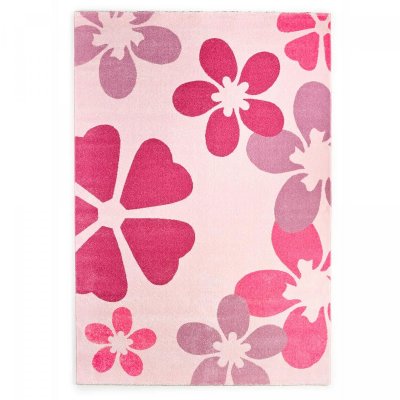 Tapis enfant 120x170 rectangle tiss&eacute; rose BLUME