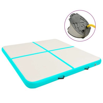 VIDAXL Tapis gonflable de gymnastique avec pompe 200x200x10cm PVC Vert