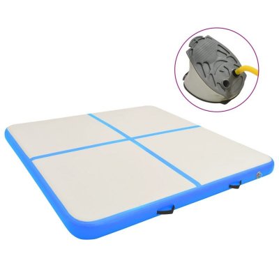 VIDAXL Tapis gonflable de gymnastique avec pompe 200x200x15cm PVC Bleu