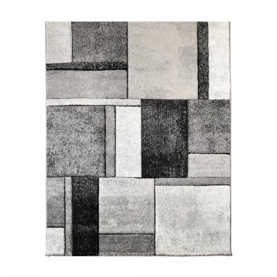 UNAMOURDETAPIS Tapis salon BRILLANCE GEOMETRIQUE Gris 60x110 OEKO TEX&reg; id&eacute;al pour une entr&eacute;e