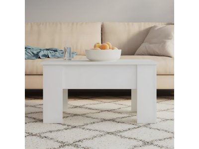 Tavolino da Salotto Bianco 79x49x41 cm in Legno Multistrato