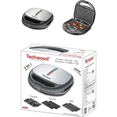 TECHWOOD  Gaufrier + Croque + Grill 800W