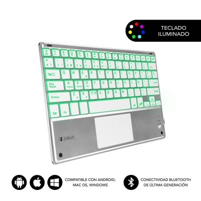 SUBBLIM Teclado Compacto Inal&aacute;mbrico por Bluetooth  SMBT50/ Plata