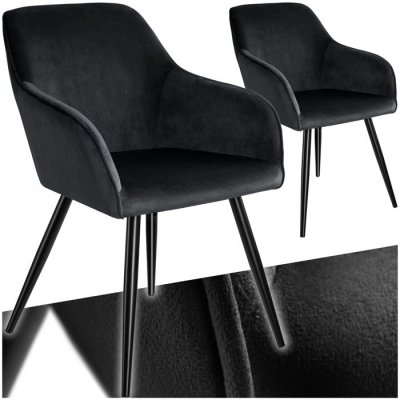 Tectake 2 Chaises MARILYN Design en Velours Style Scandinave - noir