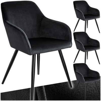 TecTake 4 Chaises MARILYN Design en Velours Style Scandinave - noir