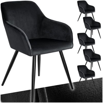 TecTake 6 Chaises MARILYN Design en Velours Style Scandinave - noir