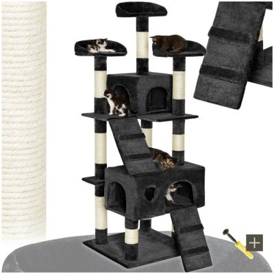TECTAKE  Arbre &agrave; chat 170 cm MOGLI Noir Griffoir Grattoir Tronc