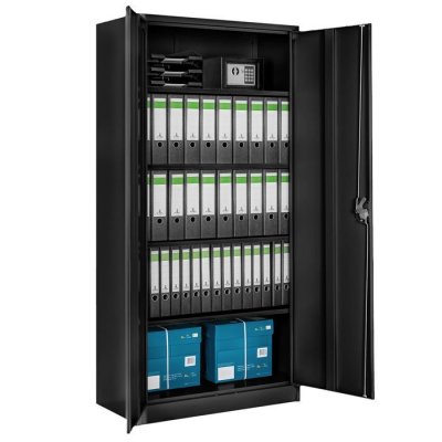 TECTAKE  Armoire m&eacute;tallique 5 niveaux - noir - 90 cm