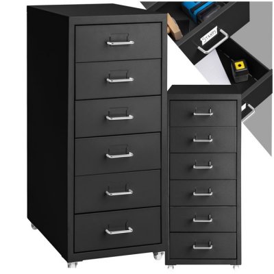TECTAKE  caisson de bureau roulant en m&eacute;tal 41x28x69cm - noir 402943