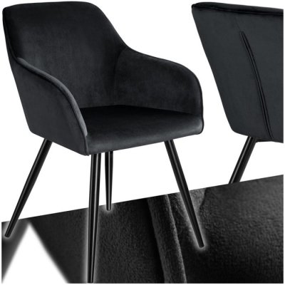 Tectake chaise marilyn effet velours style scandinave - noir 403663