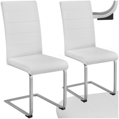 Tectake - Ensemble de 2 chaises de salle &agrave; manger Rembourr&eacute; avec rev&ecirc;tement aspect cuir - blanc