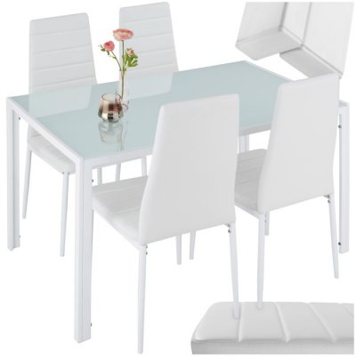 TECTAKE  ensemble table + 4 chaises - blanc 402838