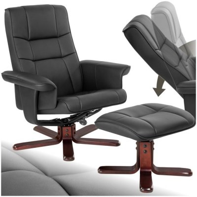 TECTAKE  fauteuil relax avec pied en croix - noir/marron 401438
