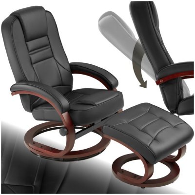 TECTAKE  Fauteuil Relax Inclinable et Pivotant avec Repose Pieds Noir