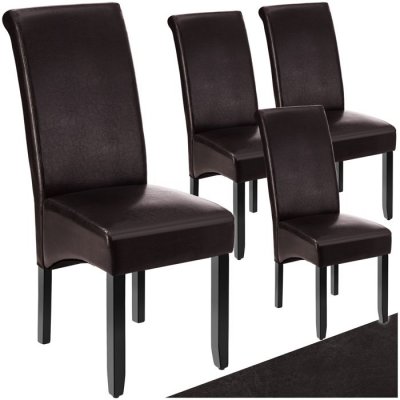 Tectake lot de 4 chaises aspect cuir - marron 403496